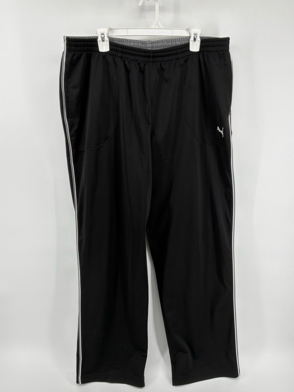 Puma Black Athletic Track Pants with Side Stripe